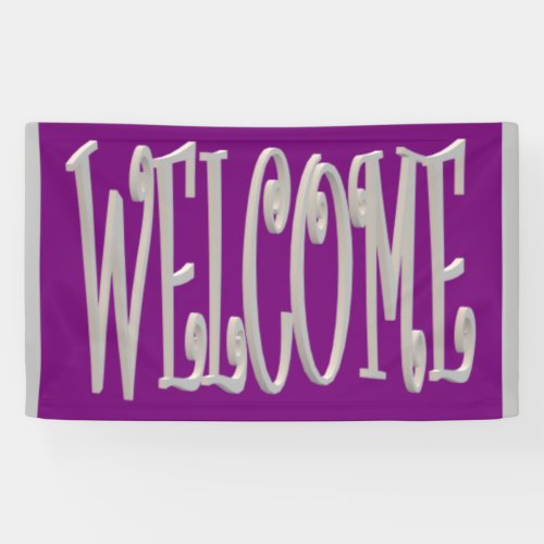 Welcome design grey and purple banner