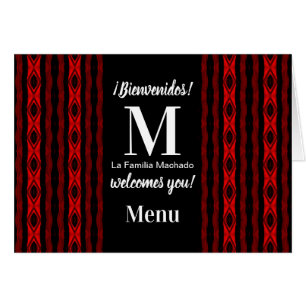 Welcome Diamond Pattern Vertical Stripe Menu Cards