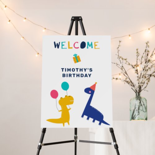 Welcome Dinosaur Birthday Kids Boys Cute Colorful Foam Board