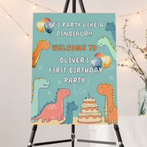 Welcome Dinosaur Roar Boy 1st Birthday Party 