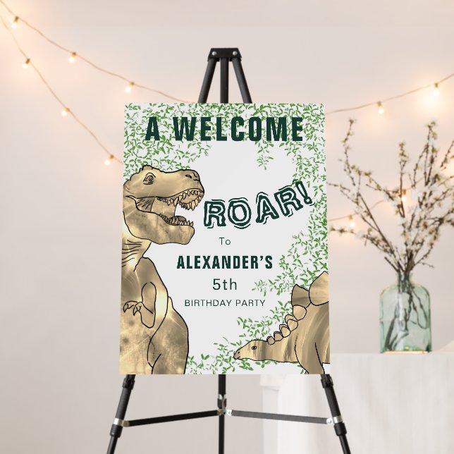 Welcome Dinosaur T Rex Roar Birthday Party Foam Board (In Situ (Stand))