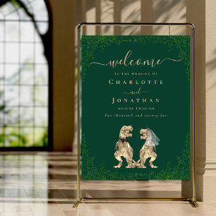 Welcome Dinosaur Theme Wedding Dark Green Foam Board