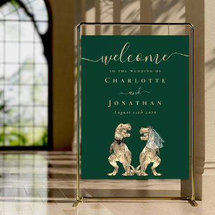 Welcome Dinosaur Theme Wedding Dark Green Foam Board