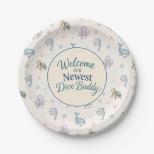 Welcome Dive Buddy Baby Shower Paper Plates