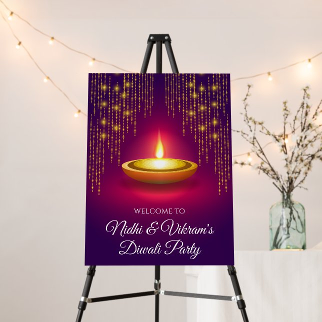 Welcome Diwali signs & Indian Diwali Party signs (In Situ (Stand))