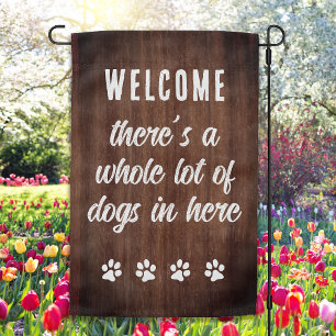 Welcome Dog Lover Rustic Woodgrain Funny Dog Garden Flag