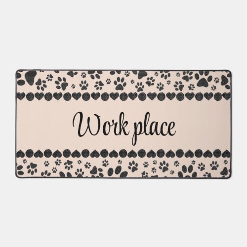 Welcome Dog Paws BlackWhite Polka Dot on Pink Desk Mat