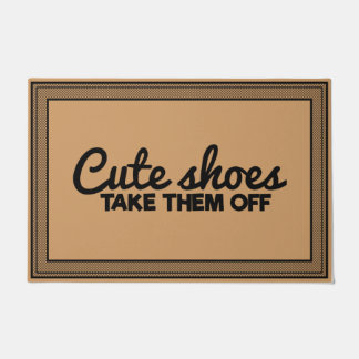 Welcome Door Mat Cute Shoes Take coconut colour