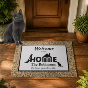 Welcome Door Mat for Cat Lovers (Natural)