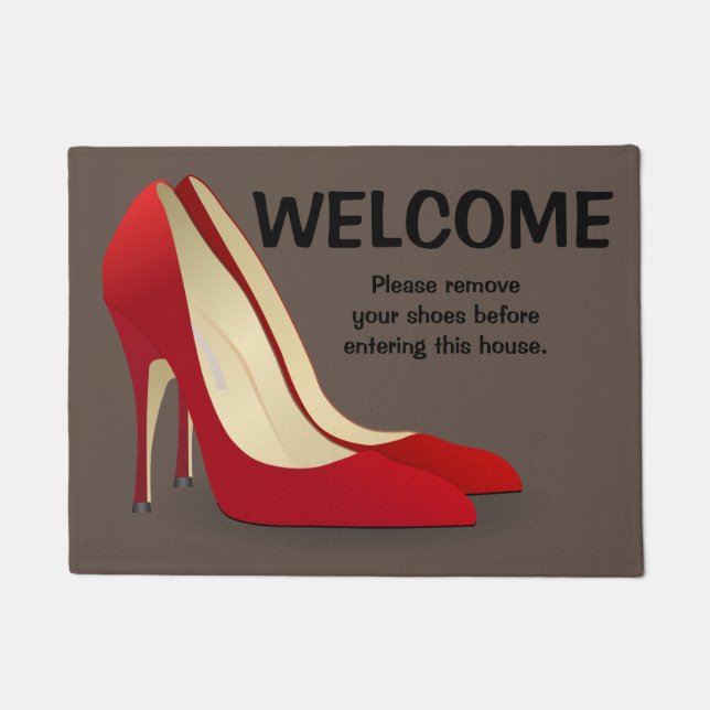 Welcome Door Mat Please Remove Your Shoes Gray (Front)