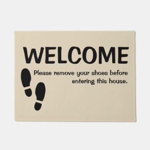 Welcome Door Mat Please Remove Your Shoes Peach