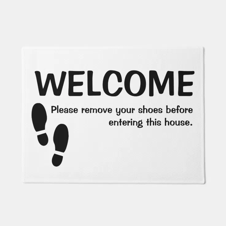 Door Mat Please Remove Your Shoes White Zazzle