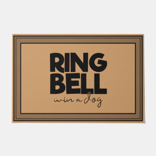Welcome Door Mat Ring Bell Win Dog coconut colour