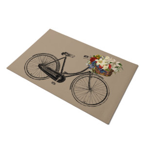 welcome door mat taupe bicycle bike