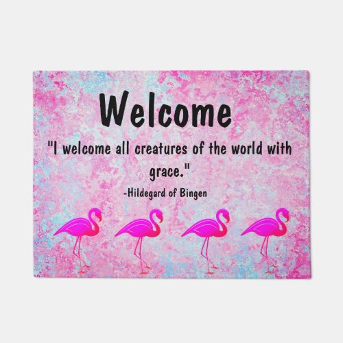  Welcome Door Mat with Flamingos 