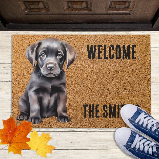 Welcome Doormat - Black Labrador Puppy (Creator Uploaded)