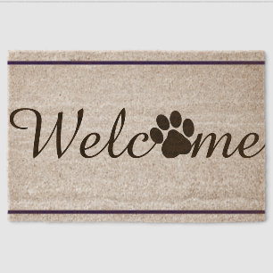 Welcome Doormat with Paw Print cute entry mat