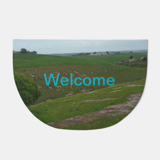 Welcome Doormat with Scenic Countryside La