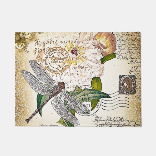 Welcome dragonfly collage doormat