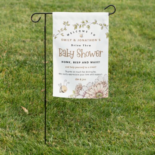 Welcome Drive By Baby Shower Bumblebee Gold Garden Flag