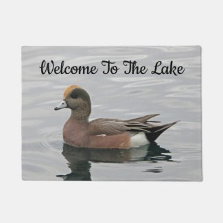 Welcome Duck Photo Wigeon Calm Water Lake House Doormat