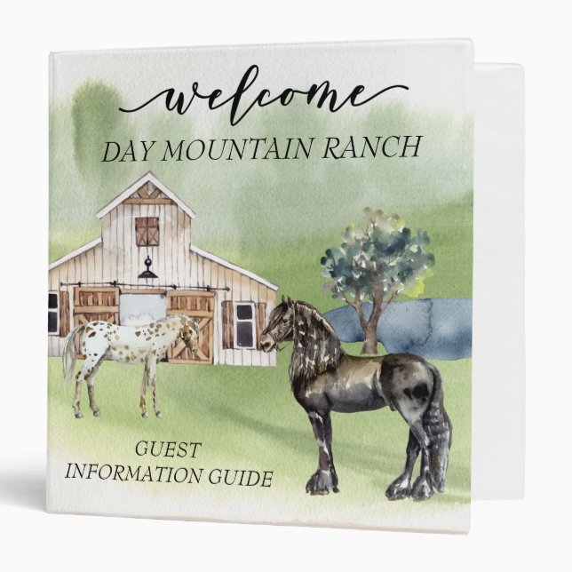 Welcome Dude Ranch Stable Horse Barn Guest Guide  3 Ring Binder (Front/Inside)