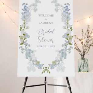 Welcome Dusty Blue Elegant Garden Bridal Shower Foam Board