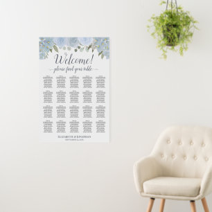 Welcome! Dusty Blue Floral 20 Table Seating Chart Foam Board