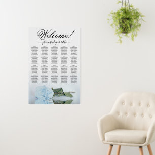Welcome! Dusty Blue Rose 20 Table Seating Chart Foam Board