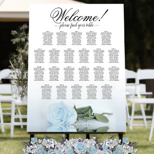 Welcome! Dusty Blue Rose 22 Table Seating Chart Foam Board