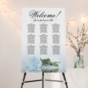 Welcome! Dusty Blue Rose 9 Table Seating Chart Foam Board