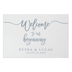 Welcome Dusty Blue Wedding Faux Canvas Print