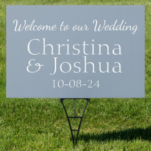 Welcome Dusty Blue Wedding Sign