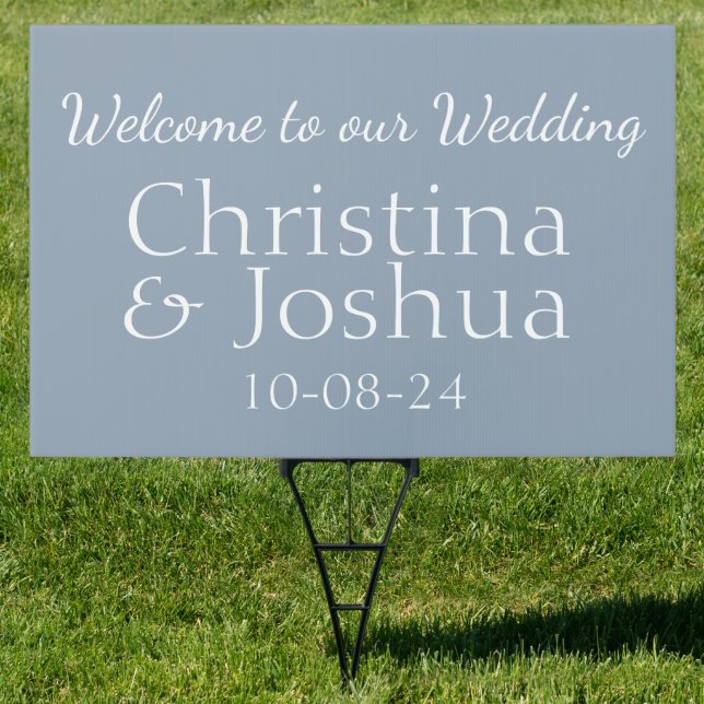 Welcome Dusty Blue Wedding Sign (Insitu)