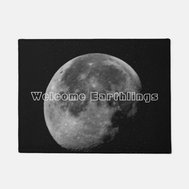 Welcome Earthlings Moon Doormat (Front)
