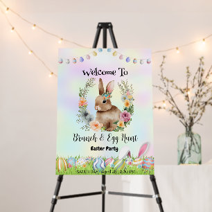 Welcome Easter day flower bunny hunting egg Party Foam Board