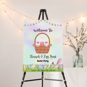 Welcome Easter day flower bunny hunting egg Party Foam Board