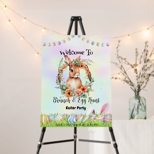 Welcome Easter day flower bunny hunting egg Party Foam Board
