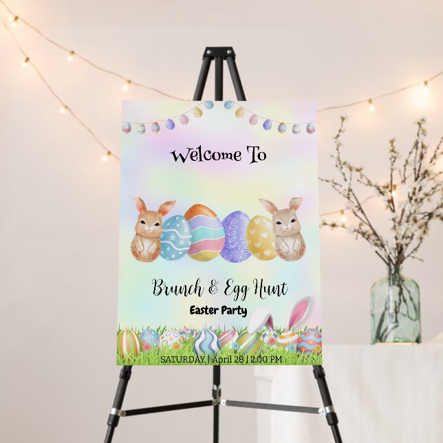 Welcome Easter day glitter bunny hunting egg Party Foam Board (In Situ (Stand))