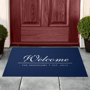 Welcome Editable Color Established Family Name Doormat