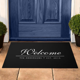 Welcome Editable Color Established Family Name Doormat