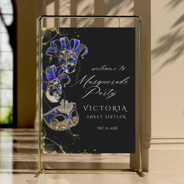 Welcome Elegant Black Gold Masquerade Welcome Sign (Creator Uploaded)