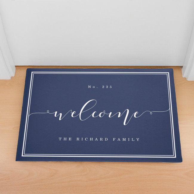 Welcome | Elegant Calligraphy House & Family Name Doormat