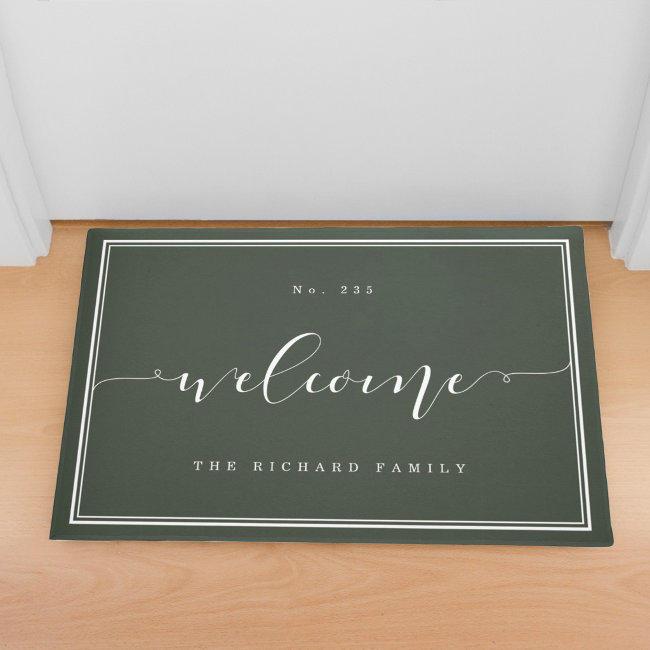 Welcome | Elegant Calligraphy House & Family Name Doormat