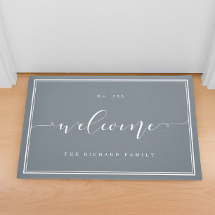 Welcome Elegant Calligraphy House & Family Name Doormat