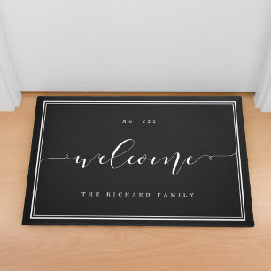 Welcome   Elegant Calligraphy House & Family Name Doormat