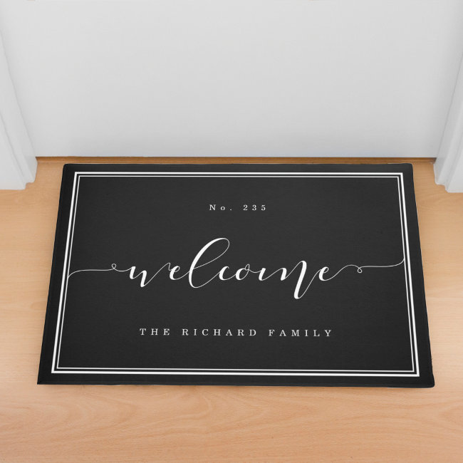 Welcome | Elegant Calligraphy House & Family Name Doormat