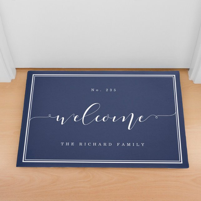 Welcome | Elegant Calligraphy House & Family Name Doormat (Creator Uploaded)