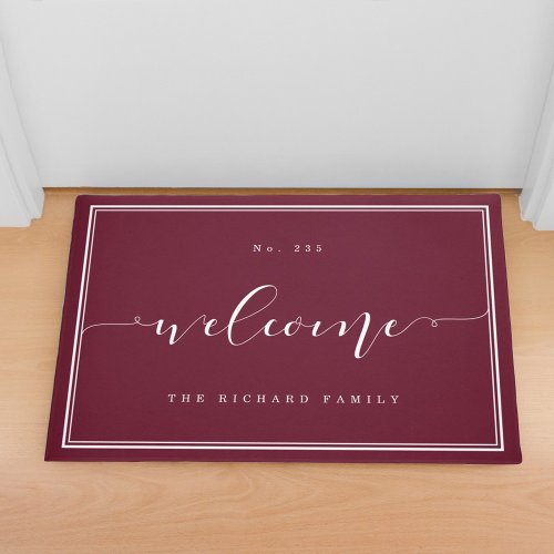 Welcome  Elegant Calligraphy House  Family Name Doormat