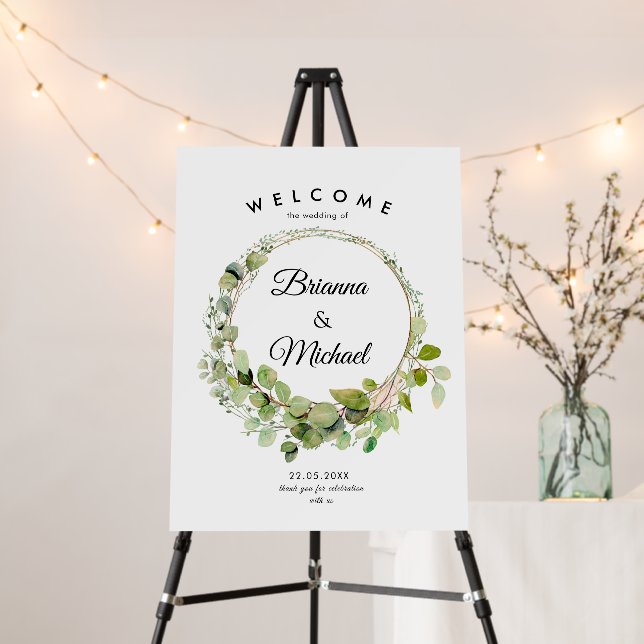"Welcome" Elegant Floral Wedding Foam Board (In Situ (Stand))